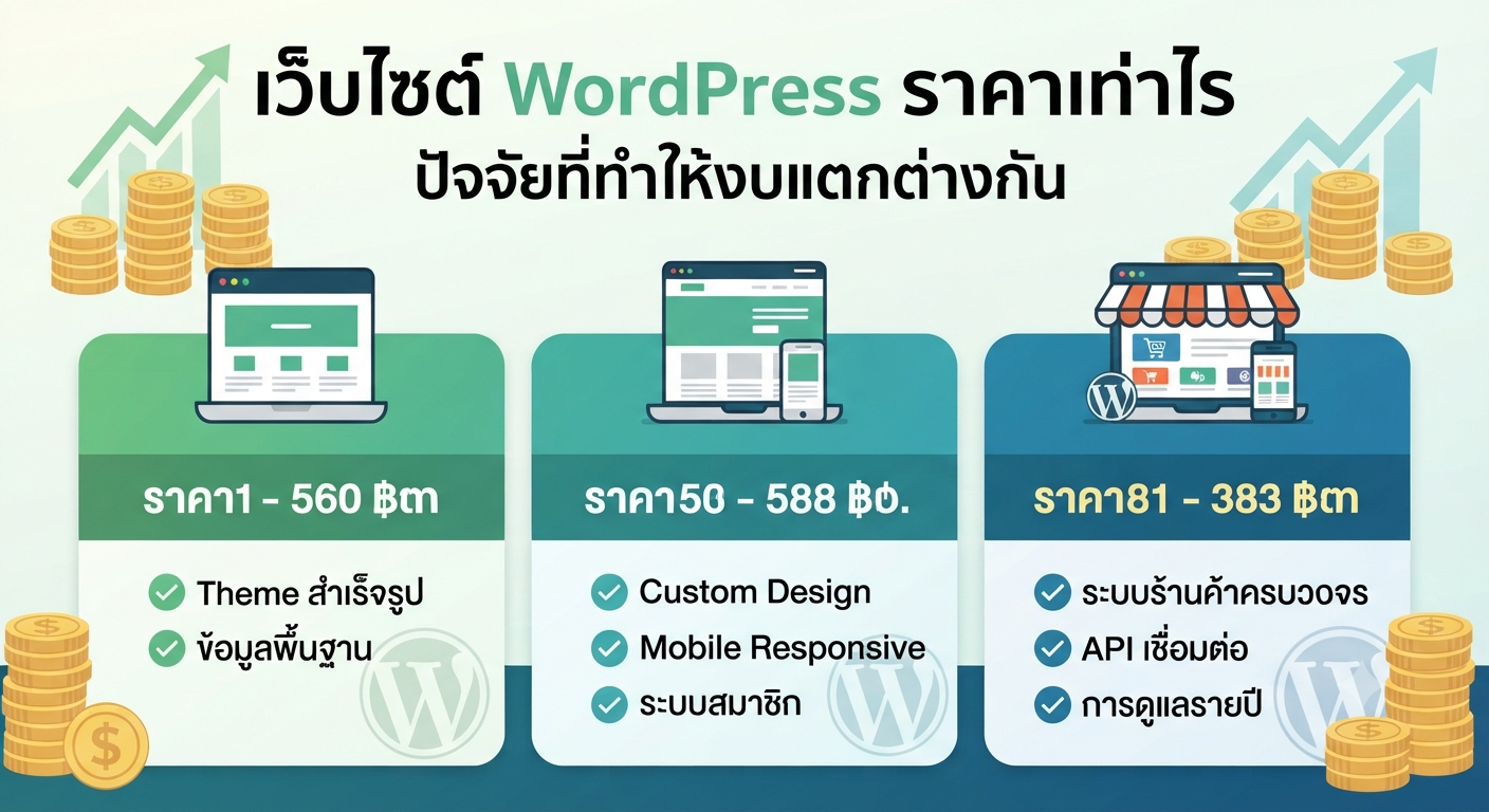 เว็บไซต์ WordPress ราคาเท่าไร ปัจจัยที่ทำให้งบแตกต่างกัน